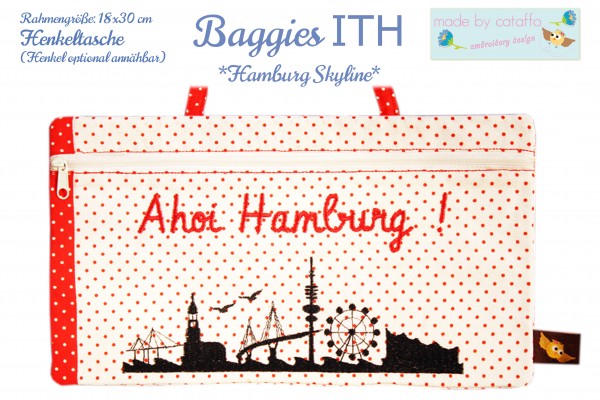 ITH Embroidery design Baggie *Hamburg Skyline* 5.1" x 11.8"