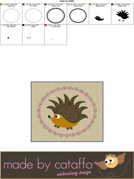 Free Embroidery design *Iggy, the hedgehog*