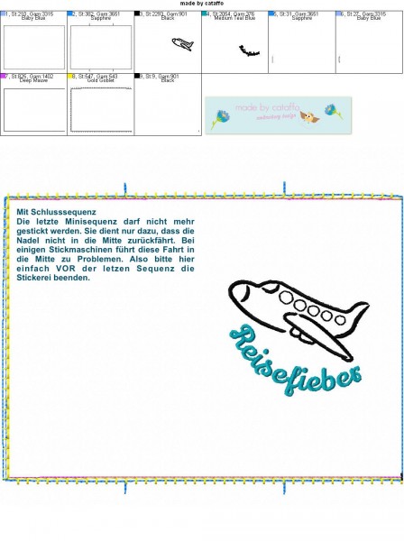 Stickdatei Reisepasshülle ITH - Komplettpaket