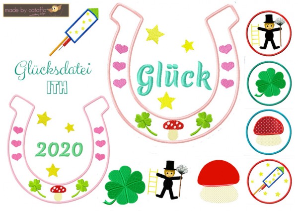 Stickdatei "Glücksdatei" Hausschild ITH 10x10cm