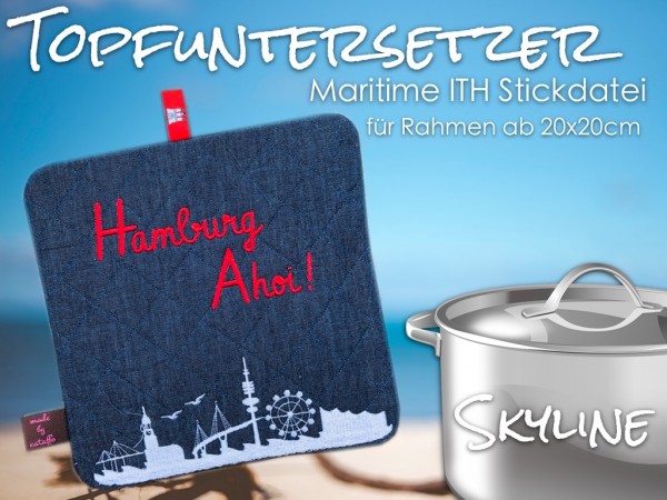 Stickdatei Maritime Topfuntersetzer "Komplett-Set" ITH für ab 20x20 Rahmen