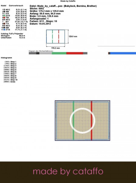 Stickdatei für Flaggen Mug Rugs - für 13x18 cm