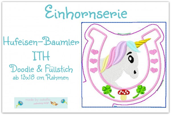 Einhornserie Stickdatei Hufeisen-Baumler ITH 10x10 cm