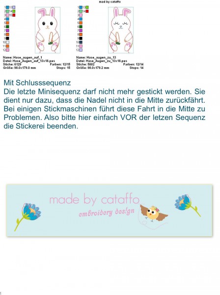 Stickdatei Häschen ITH - 13x18 cm