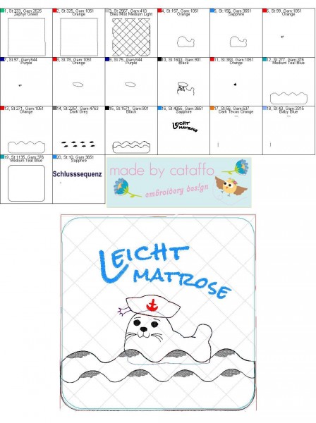 mbroidery design maritime pot mats ITH for 7.8.2x7.8" hoops and bigger "Sealt"