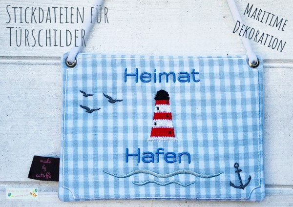 "Maritime Türschilder" ITH Stickdatei 13x18 cm