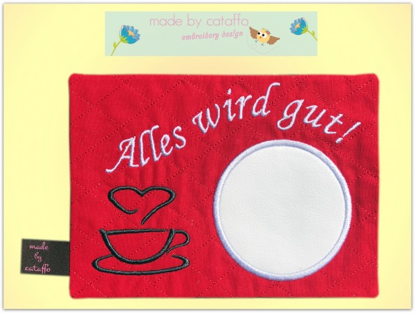 Stickdatei Mug Rugs mit Wendeöffnung 13x18 cm Rahmen ITH