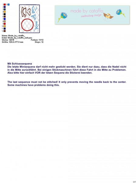 Embroidery file "Mug Rugs" ITH 5.1 x 7" with satin border