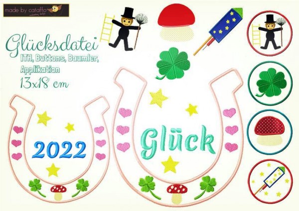 Stickdatei Glücksdatei Hausschild 13x18 cm