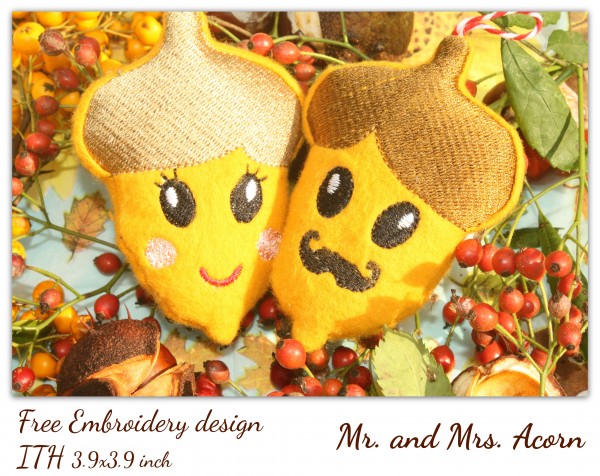 Freebie Stickdatei Eichel ITH 10x10 cm