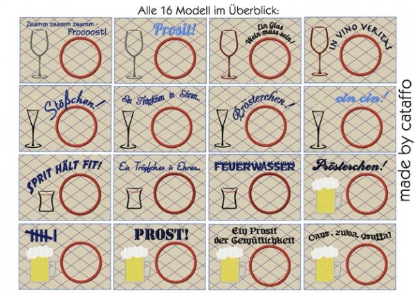 Stickdatei für Party Mug Rugs ITH - für 13x18 cm