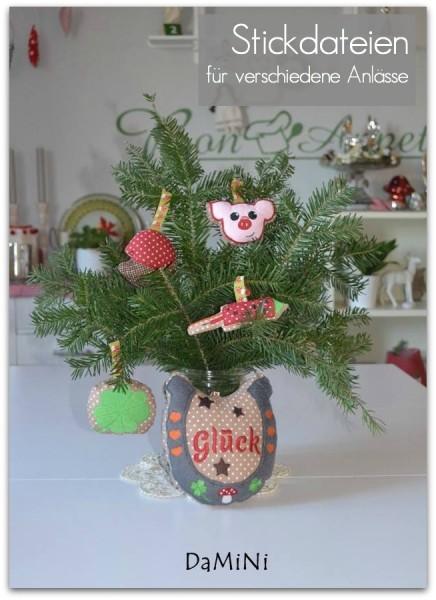 Stickdatei "Glücksdatei" Hausschild ITH 10x10cm