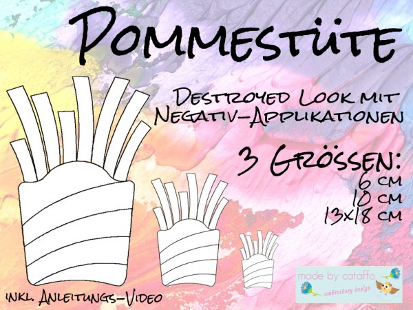 Stickdatei Negativ-Applikation "Pommestüte" ab 10 x 10 cm