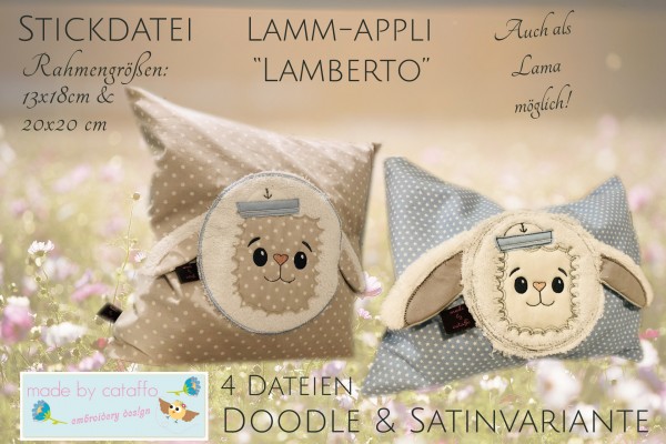 Stickdatei Lamm - Appli "Lamberto" für Rahmen ab 13x18 cm