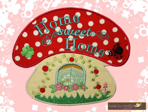 Stickdatei "Pilzhaus" Haustürschild ITH 18x30cm