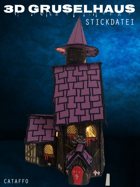 Stickdatei 3D-Gruselhaus - Bauset für Rahmen ab 16x26 cm