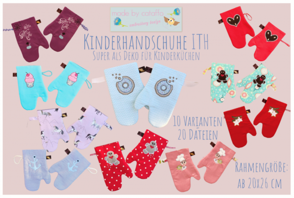 Stickdatei Kinder-Küchenhandschuhe ITH für 16x26 Rahmen