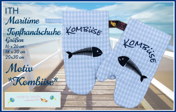 Embroidery design maritime Kitchen gloves ITH for 6.2x10.2" hoops and bigger complete set