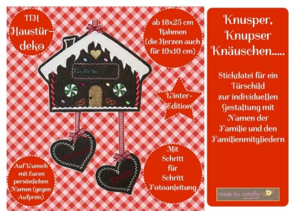 Stickdatei "Knusper Knäuschen" Haustürschild 18x30cm