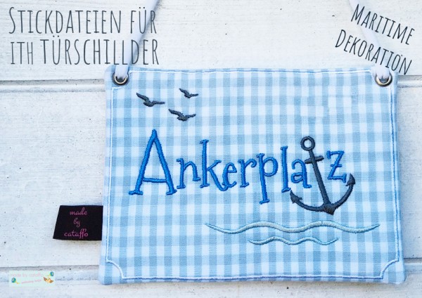 "Maritime Türschilder" ITH Stickdatei 13x18 cm