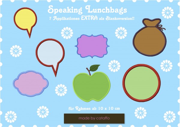 Stickdatei speaking lunchbags - Sprüche