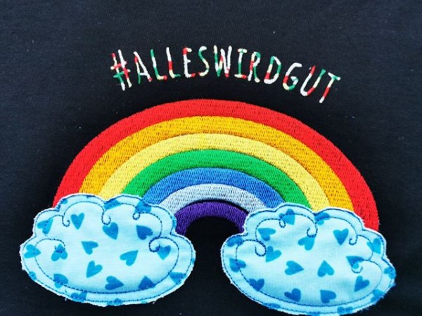 Free embroidery file "Andrà tutto bene" and "Alles wird gut"