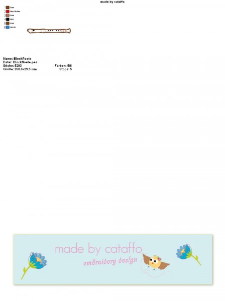 Embroidery design flute