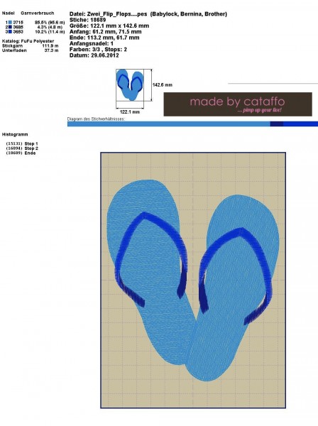 Stickdatei It´s Flip Flop Time für 13x18cm